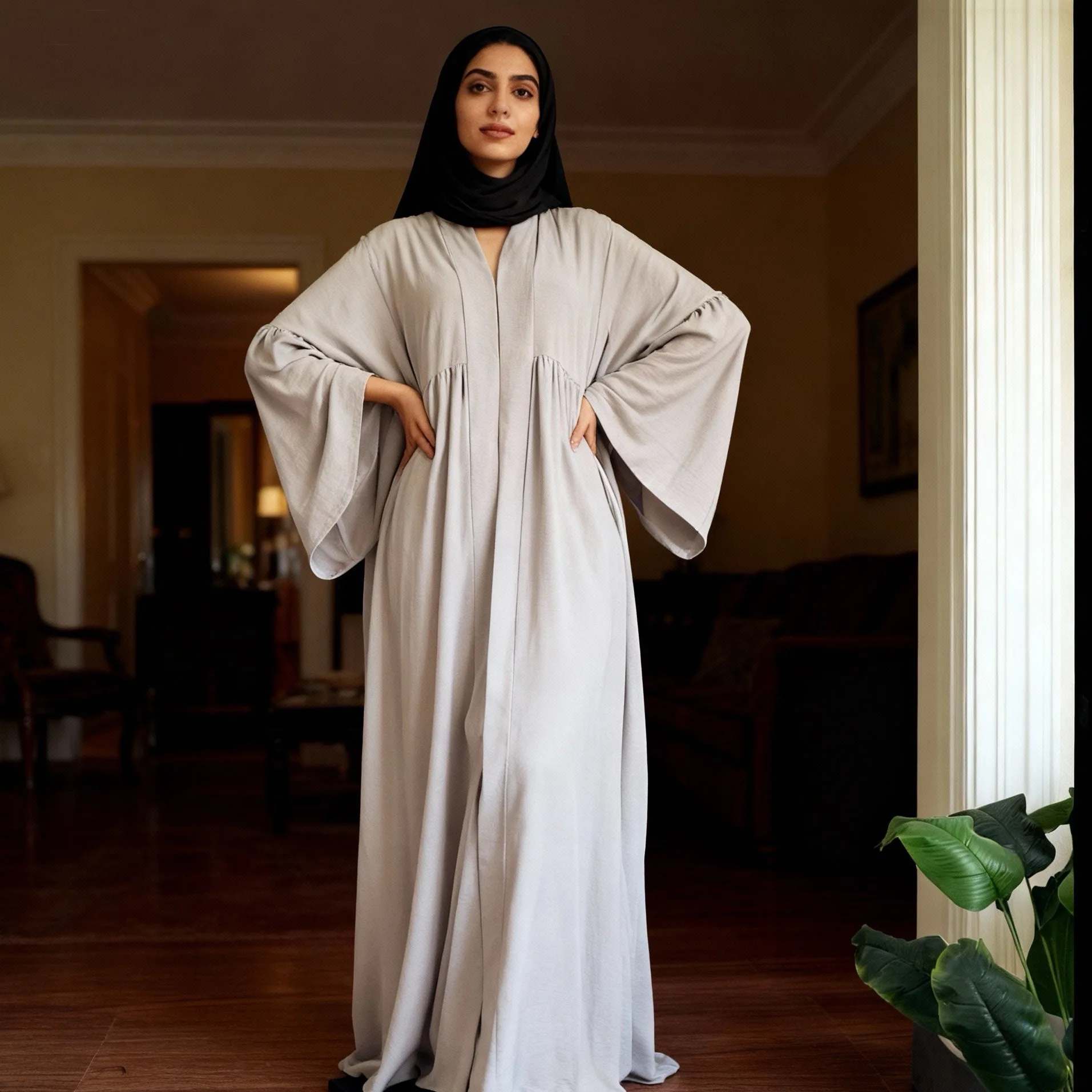 

Middle-East Abaya Muslim Flare Sleeve Casual Arabian Open Front Abayas Turkey Kaftans Women Jalabiya Islamic Maxi Dresses Robes