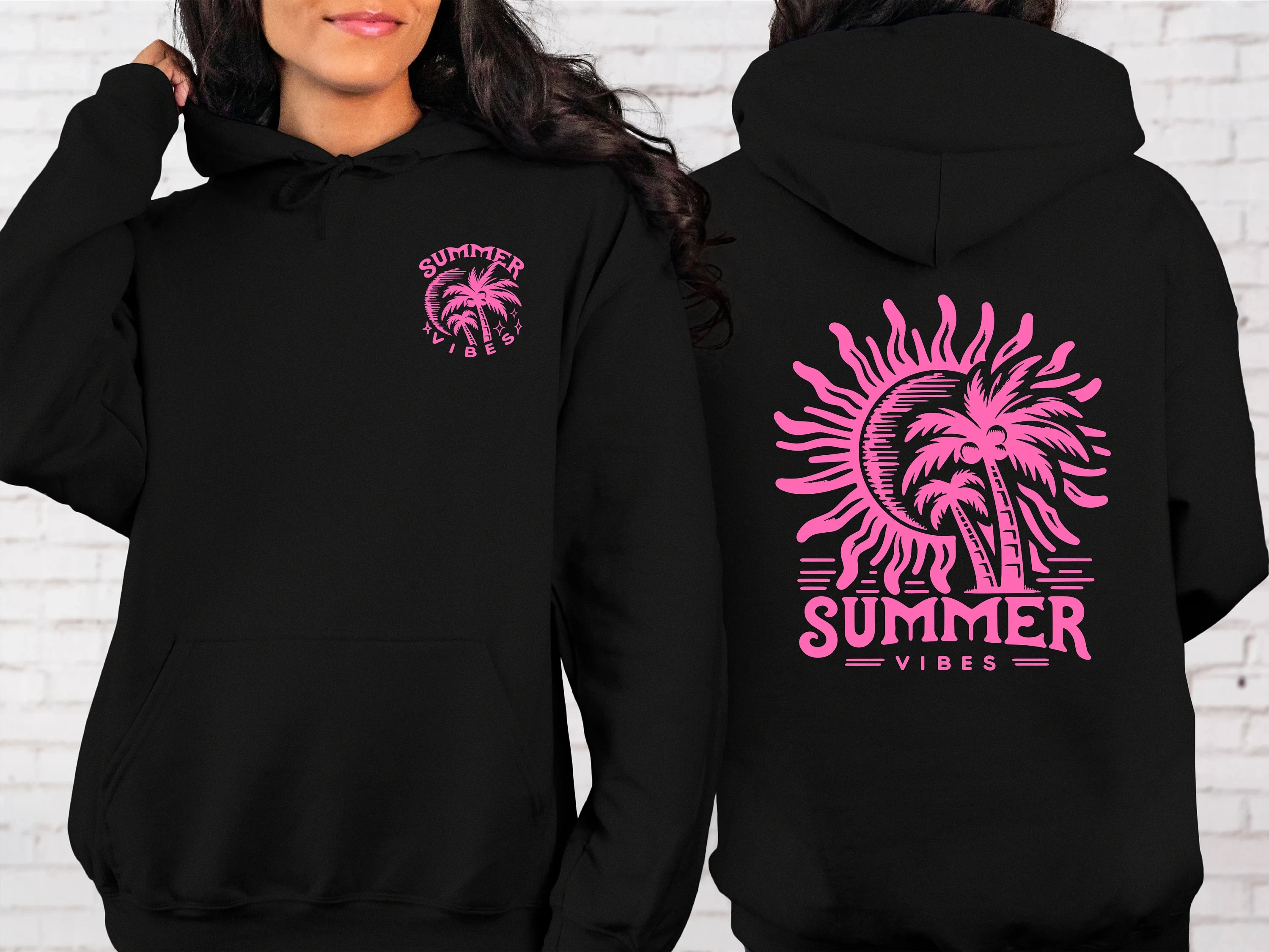 

Retro Summer Vibes Hoodie for Women Long Sleeve Sweatshirt Pullover Unisex Autumn and Winter Clothing Y2k Tops Streetwear