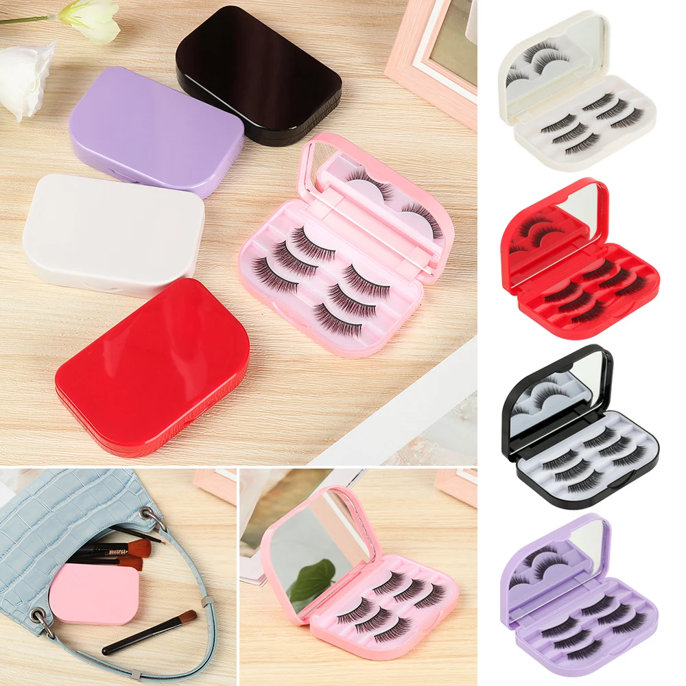 Storage Case Makeup Mirror Travel False Eyelashes Storage Box 3 Layer Empty Storage
