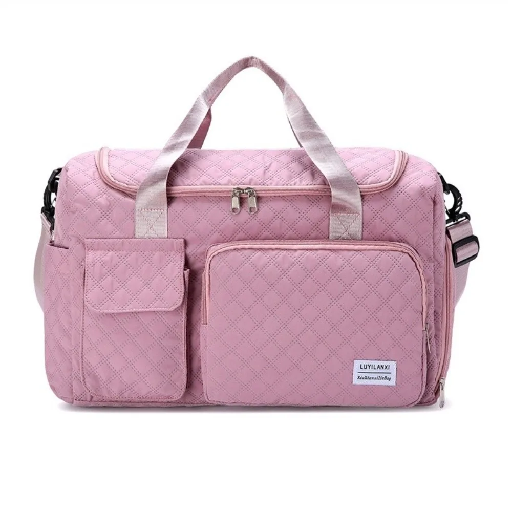 

Simple Quilted Travel Duffle Bag Oxford Wet Dry Separation Luggage Bag Organizer Foldable Sports Tote Bag Gym