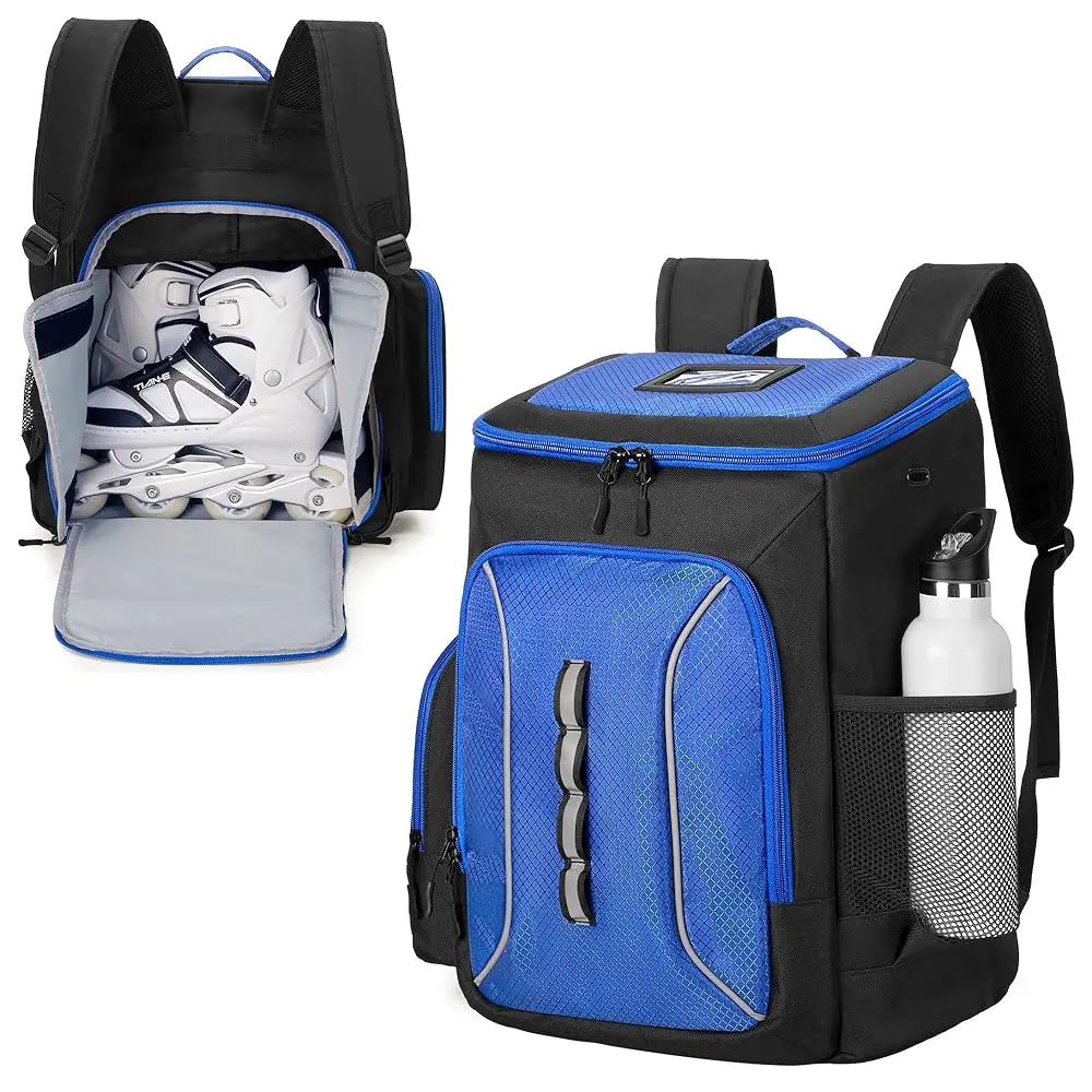 

Roller Skate Bag with Large Capacity, Ice Skate Bag Backpack Holds Shoes Up to US Men Size 13, Figure Skate Bag with Multipl