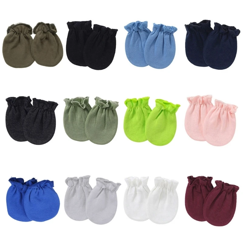 1 Pair Baby Anti Scratching Soft Cotton Gloves Newborn for Protection Face Scratch Hands Gloves Solid Color No Scratch M