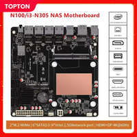 6-Bay N100 N150 i3-N305 N355 NAS Motherboard Intel 4x i226-V 2.5G LANs 2*NVMe 6*SATA3.0 DDR5 Mini ITX Mainboard PCIex1 Type-C