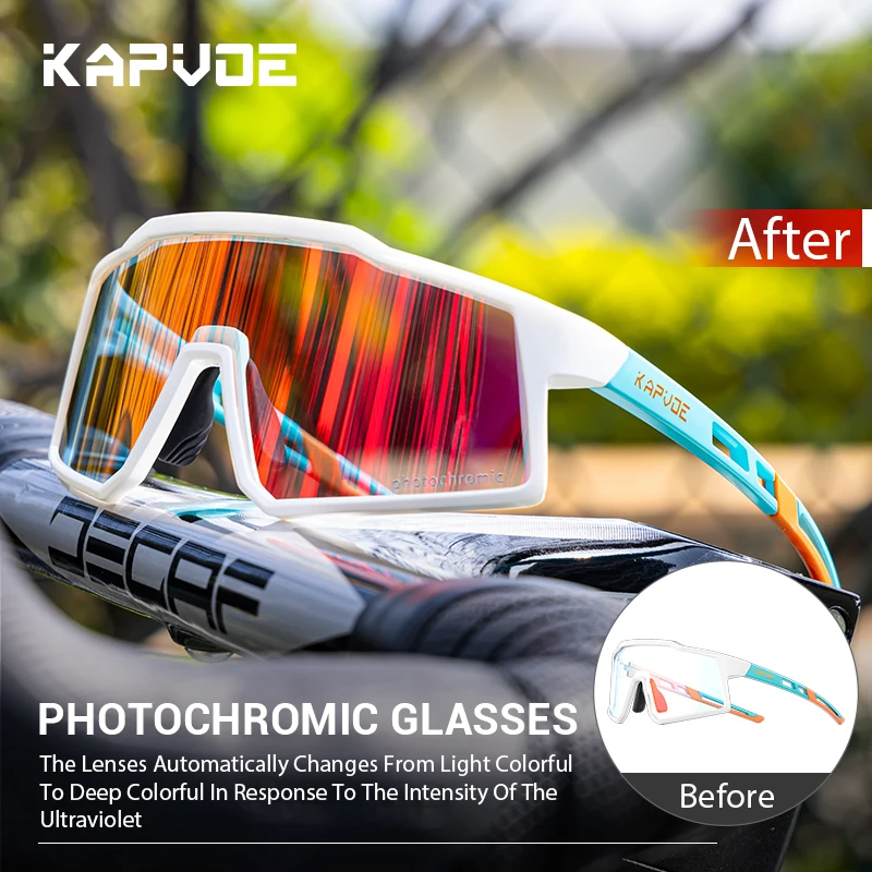 Kapvoe Kids Sports Sunglasses Photochromic Cycling Glasses Hiking Eyewear for Boys Girls Outdoor Baseball Goggles UV400 Running