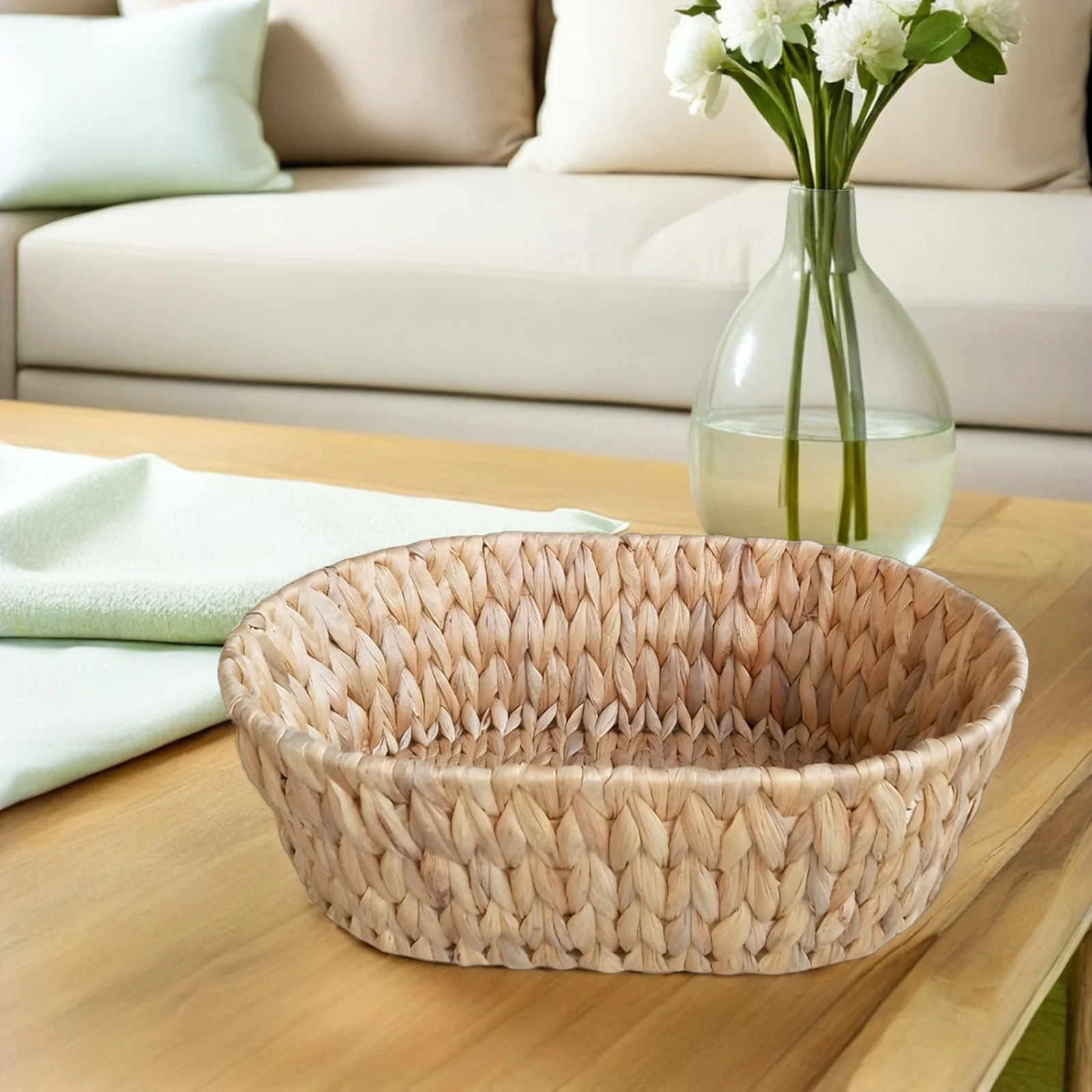 

Hyacinth Woven Basket Espresso Storage Baskets Entryway Indoor for Pantry Large Decorative Kitchen Closet Organizer Handmade