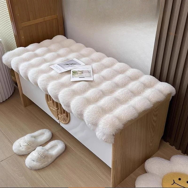 American Style Plush Shoe Changing Seat Cushion Thick Soft Bag Holder Shoe Cabinet Entrance Bench Cushion Seat Chair Mats