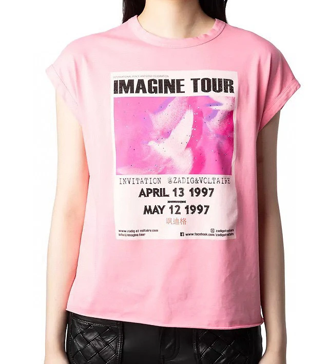 

Summer Women's Cotton ort Sve T-irt Digital Printing Pink White Rhinestone Embellied Casual Comfortable Tee
