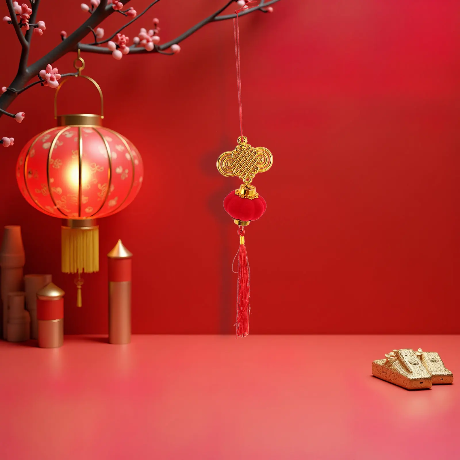 10Pcs Mini Chinese Knot Lantern Pendants 2026 Year of The Chinese Knot Lucky Charm Decor for Lunar New Year Tree Door Window view 3
