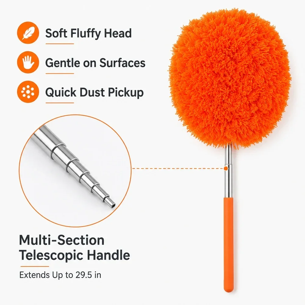 Microfiber Ceiling Fan Duster Extends Up To Long Handled Dust Locking Reusable And Cleaner Brush For Effortless Cleaning