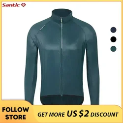 Santic Men's Cycling Skin Coat Lightweight Water Resistant & Windproof Windbreaker Packable MTB Bike Road Riding Running Jackets