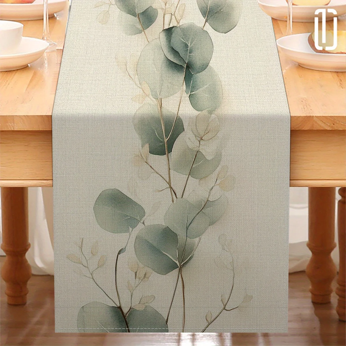 1 piece, watercolor style eucalyptus leaf pattern, party decoration, home kitchen decoration, fairy tale theme party