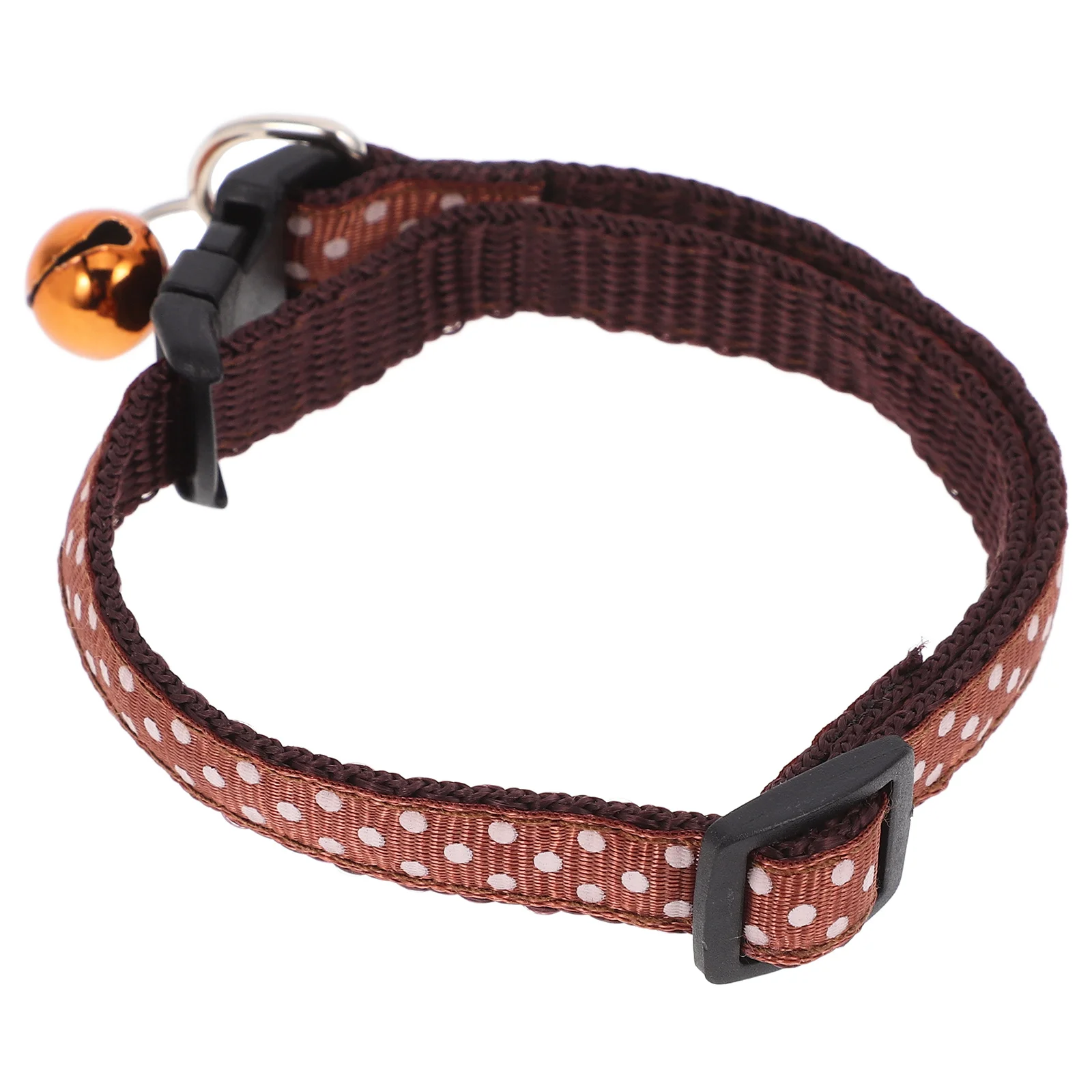

Polka Dots Dog Bell Collar 1.0Cm Width Yellow Adjustable Sturdy Buckle For Small Dog Christmas Pet Accessory