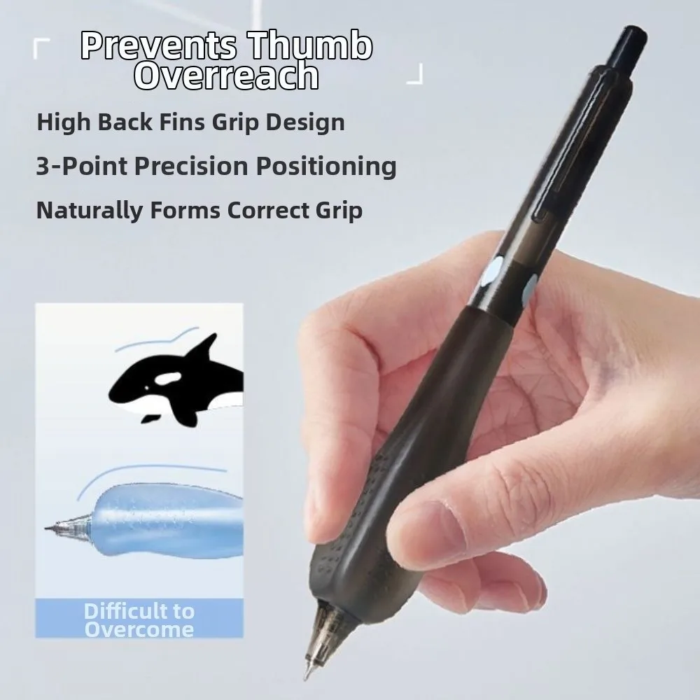 Ergonomic Smooth Writing Pens 0.5mm Retractable Click Black Ink Gel Pen Soft Grip Cushion Quick-Dry Study Tool Students Exams
