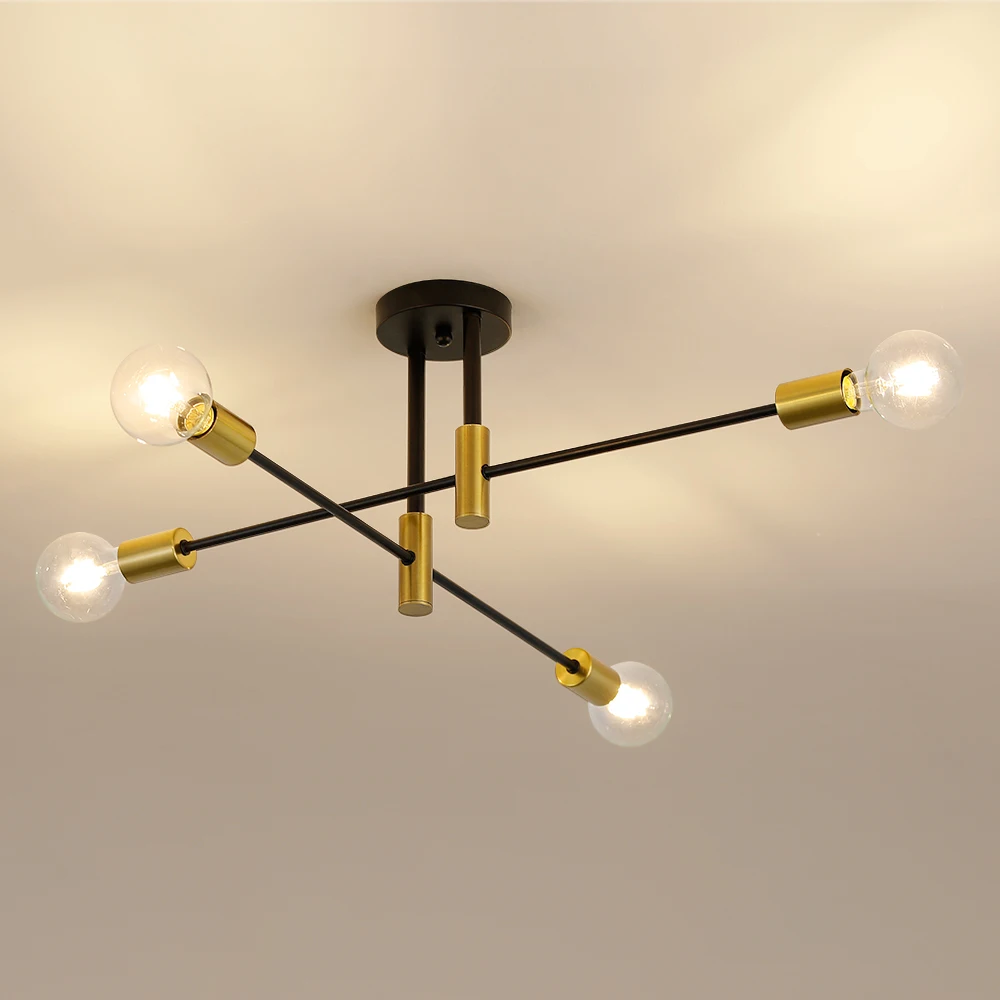 Plafonnier semi-encastré à 4 lumières, luminaires de lustre modernes, éclairage suspendu pour salon (ampoule non incluse)