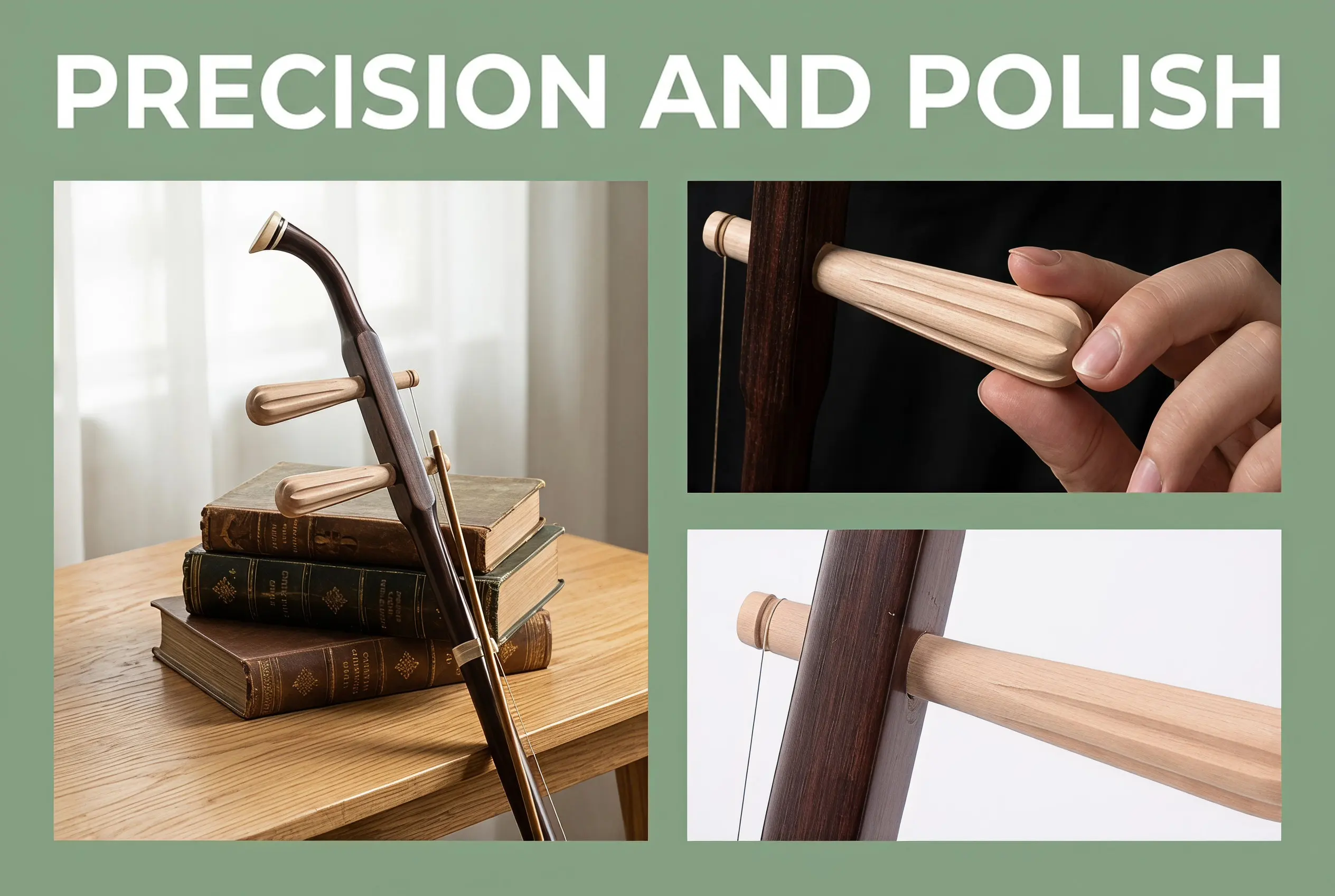 Erhu Tuning Pegs 2pcs Micro-Adjustment Precision Pegs for Erhu Strings, Wear-Resistant Wood Finish
