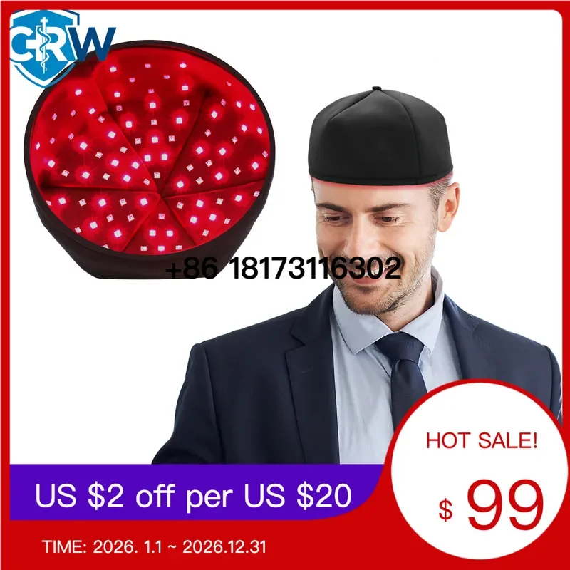 crw-wootshu-qz052-starlight-black-red-hair-care-cap-with-led-three-gear-adjusting-portable-hot-compress-physiotherapy