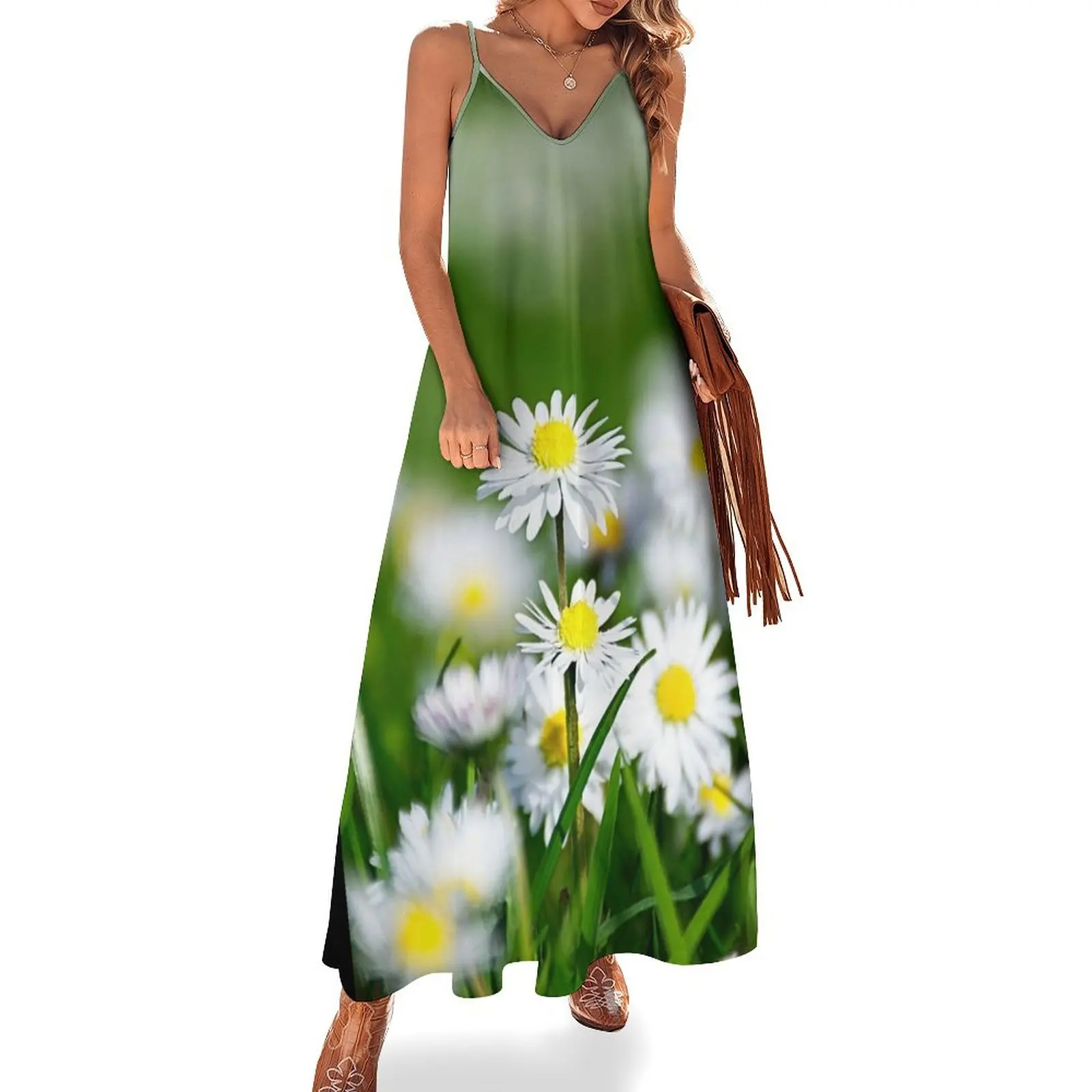 

Daisy land art work. Sleeveless Dress luxury woman party dress long dress women summer outfits for women 2024