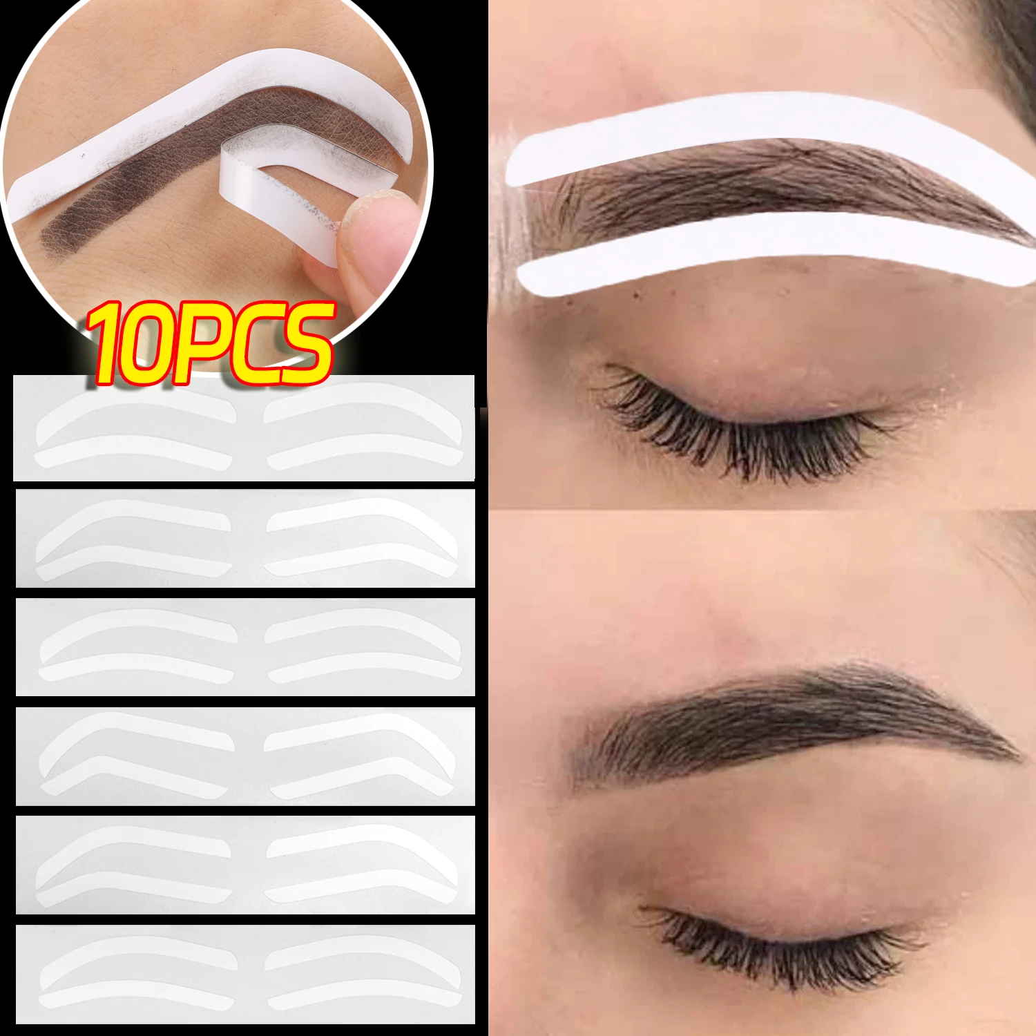 10PCS Wegwerp Brow Shaping Sticker Tekening Gids Extra Sjabloon Microblading Wenkbrauw Tint Stencil Make-Up Tool Accessoires