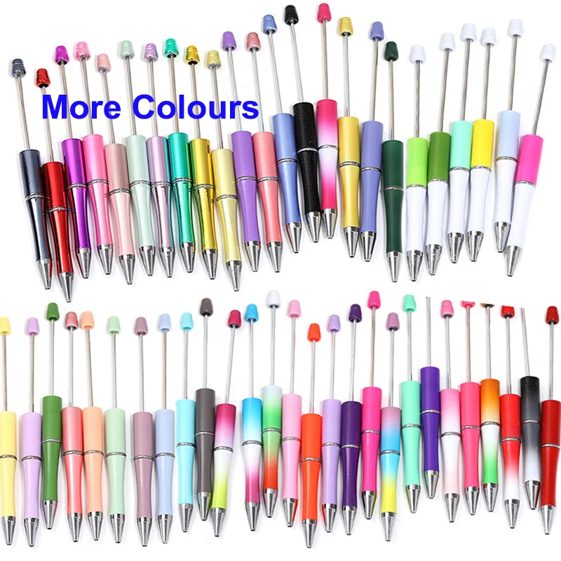 

100Pcs Creative Plastic Beaded Ballpoint Pen Printable Beadable Pen DIY Gift Pens for Student Teacher Office Supplies Wholesale