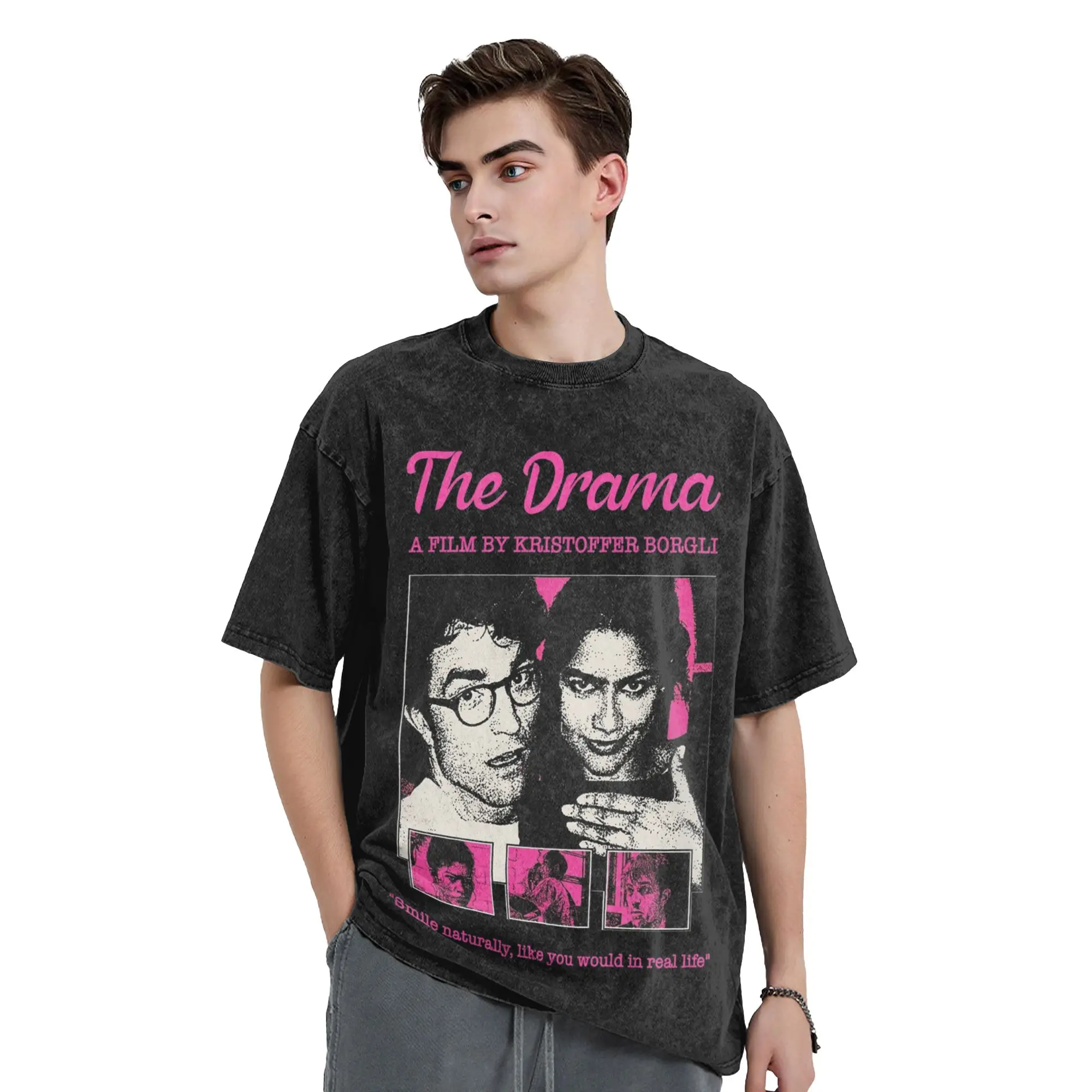 The Drama 2026 Zendaya & Robert Pattinson Washed T Shirt Streetwear Hip Hop Retro T-Shirts Tees for Men Women Oversize Printed