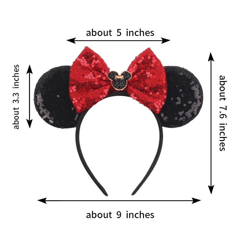 New Cute Mickey Mouse Ears Headband 5Inches Velvet Bow Hairband For Girls Festival Party Cosplay DIY Hair Accessories Gift