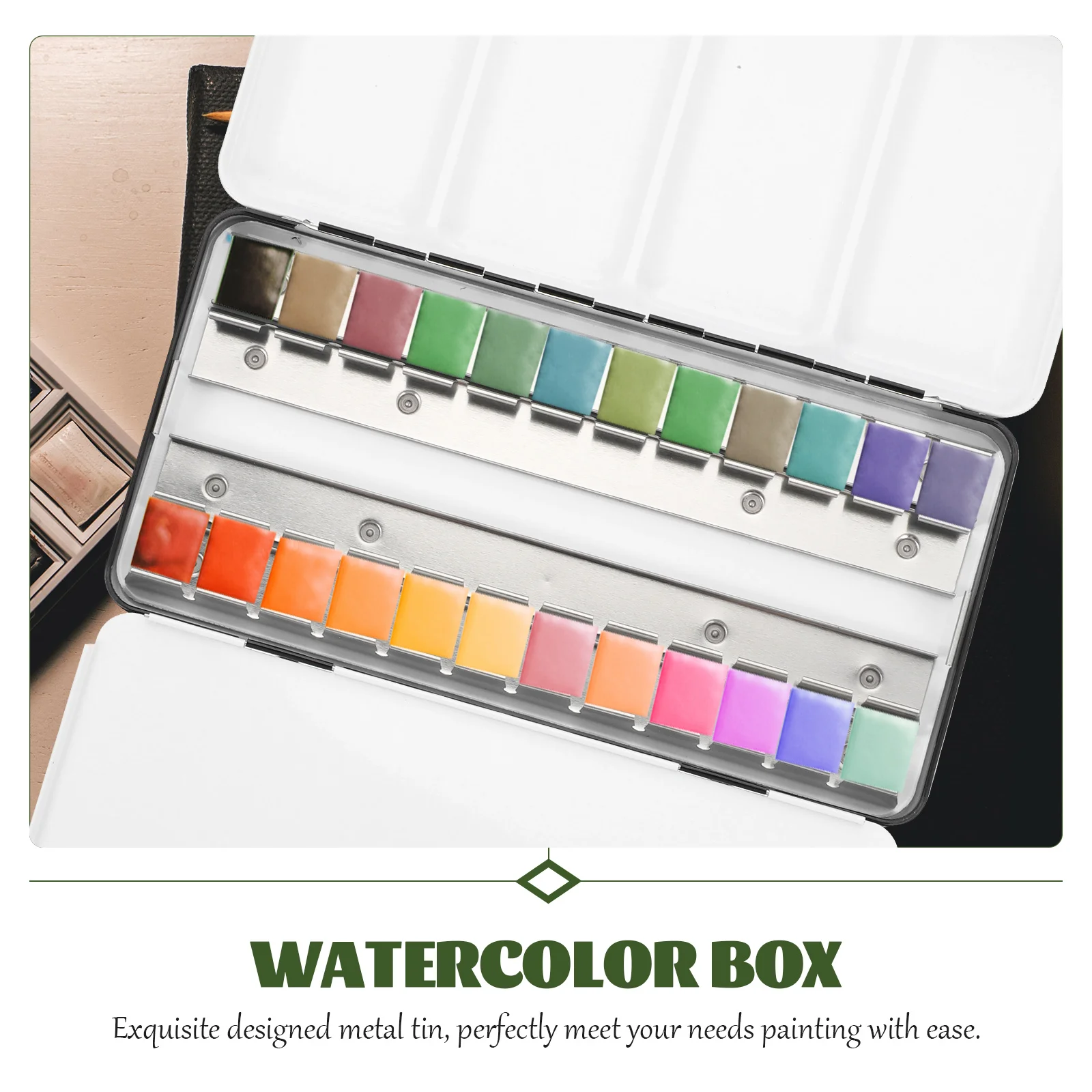 12/24/48 Solid Watercolor Paint Pigment Set Portable Metal Palette Watercolor Paper Supplies For Beginner Drawing