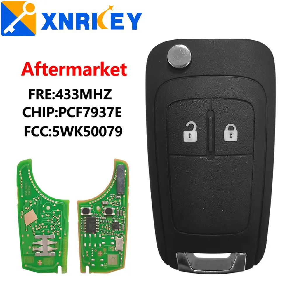 

XNRKEY Aftermarket Original 2 Button Flip Remote Key 433Mhz For Opel Astra J And Insignia With PCF7937E (5WK50079)