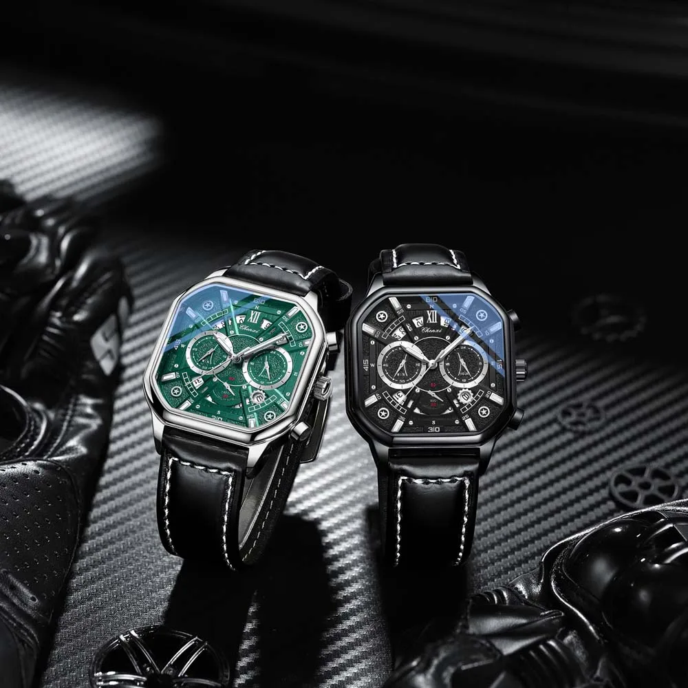 첸시 남성용 다기능 쿼츠 시계, 날짜, 야광, 크로노그래프, 방수 손목시계 (남성용 시계)
