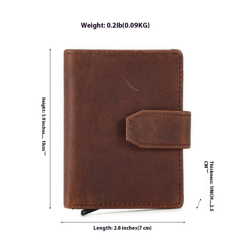 Stylish Men's Vintage Leather Wallet with High-end Feel, Anti-magnetic Cowhide Card Holder, Business Cash Coin Purse