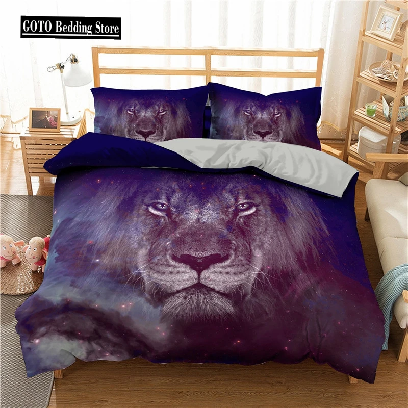 3D Print Animal Beddings and Bed Sets,Lions,Tigers,Panda,Pet Dogs,Cartoon Duvet Cover, Single Comfortable Bedding Set,2 PCs,3PCs