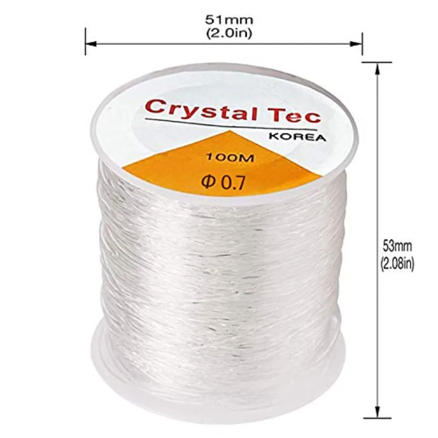 2 Packs 0.7mm Elastic String, Jewelry Cord, Bracelet Rope Crystal Beading Cords, Transparent Beaded Line, Can Easily Pass Throu