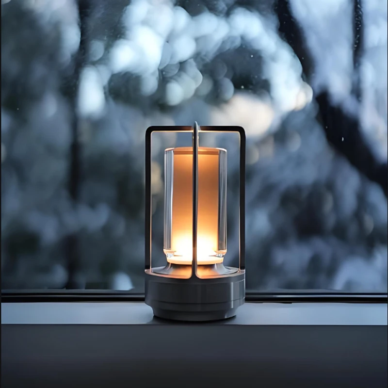 Lámpara LED de cristal para mesita de noche, luz nocturna con Sensor táctil, portátil, recargable, para acampar al aire libre, ambiente de escritorio