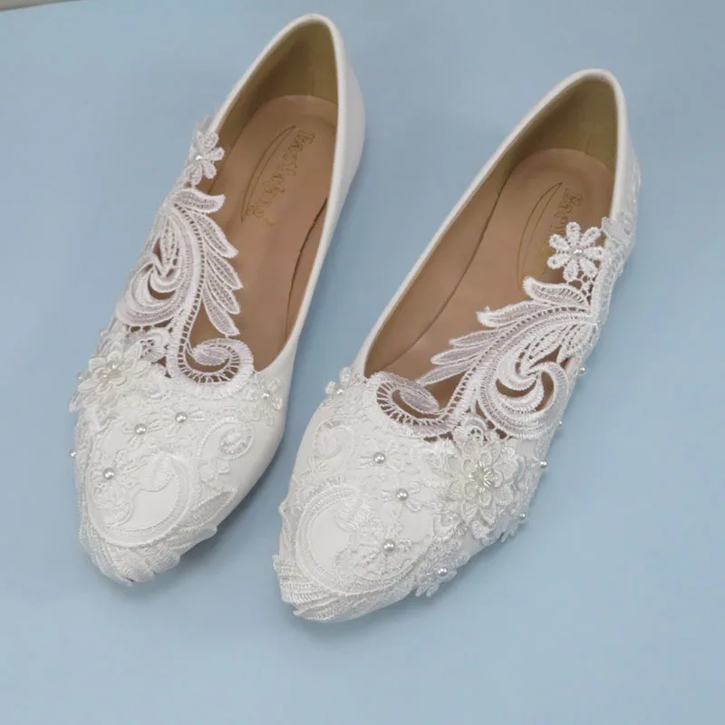 White High Heel Flower Wedding shoes Bride Ladies high platform shoes woman Fashion Round Toe Party Dress shoes Shallow shoe image 6