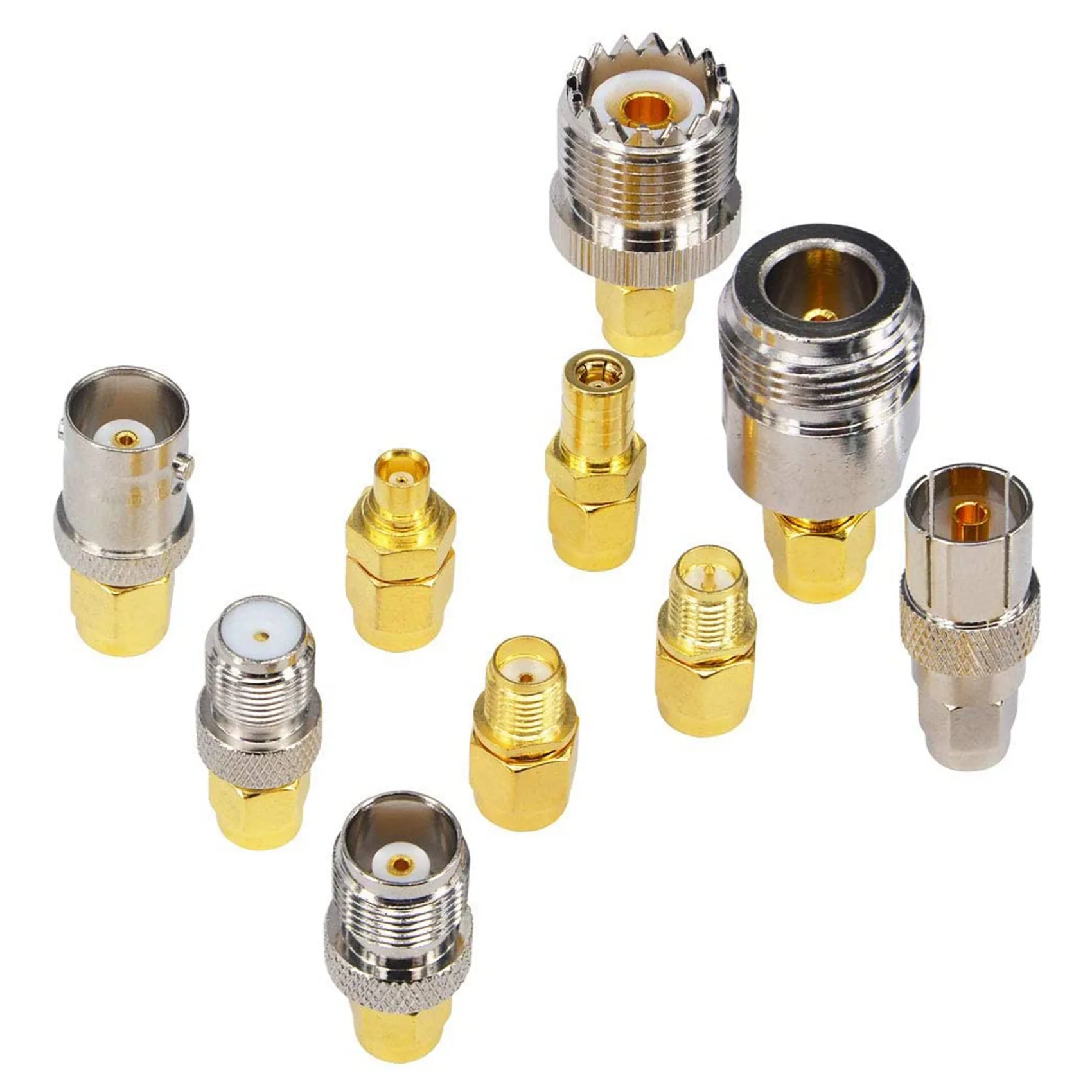 A53M-10 Type Set SMA Adapter Kits SMA Male To N/F/BNC/UHF/MCX/SMB/TV/TNC Female Straight Nickel Gold Plated Test Converter