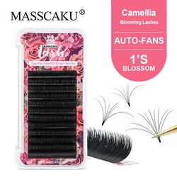 MASSCAKU 0.05/0.07mm Easy Fanning Fast Bloom Lashes Extension Professional Mega Volume Austomatic Flowering Eyelashes Mekeup