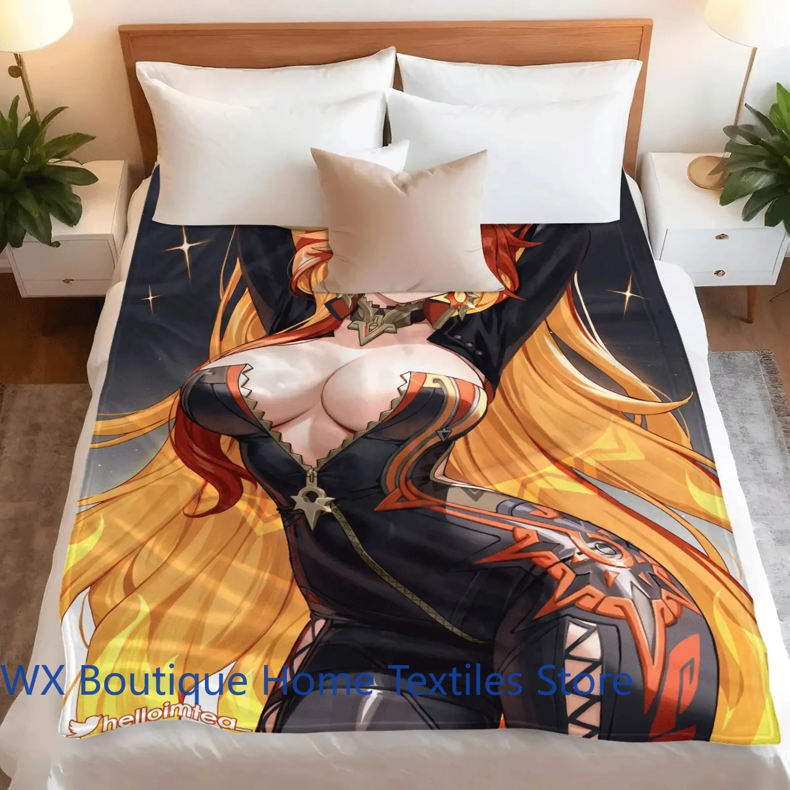 

Genshin Impact Mavuika Flannel Blanket for Bed Bedroom Sofa Picnic, Warm Throw Blanket for Cover