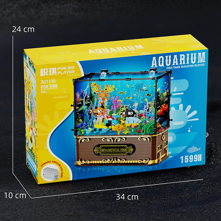 1599pcs Assembleren Aquarium Model Bouwstenen Kit Clownvis Koraal Eco Vis Hoge Moeilijkheidsgraad kinderen Educatief Speelgoed Geschenken