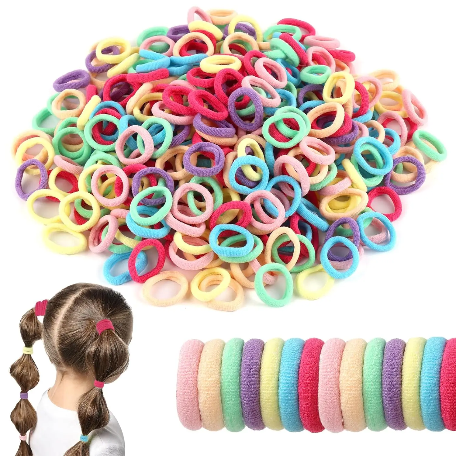 

500 Pcs Baby Hair Ties, Soft Elastic Ponytail Holders for Girls, No Crease Hair Accessories