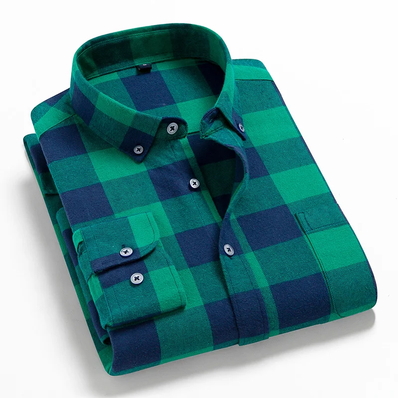 2023 Nieuwe Heren Geruit Overhemd 100% Katoen Hoge Kwaliteit Heren Casual Lange Mouwen Shirt Mannelijke Sociale Jurk Shirts Flanel 4xl