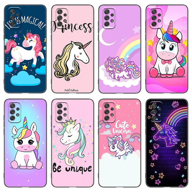 Cute Cartoon Unicorn Phone Case For Samsung Galaxy A21 A30 A50 A52 S A13 A22 A32 4G A33 A53 A73 5G A12 A23 A31 A51 A70 A71 A72