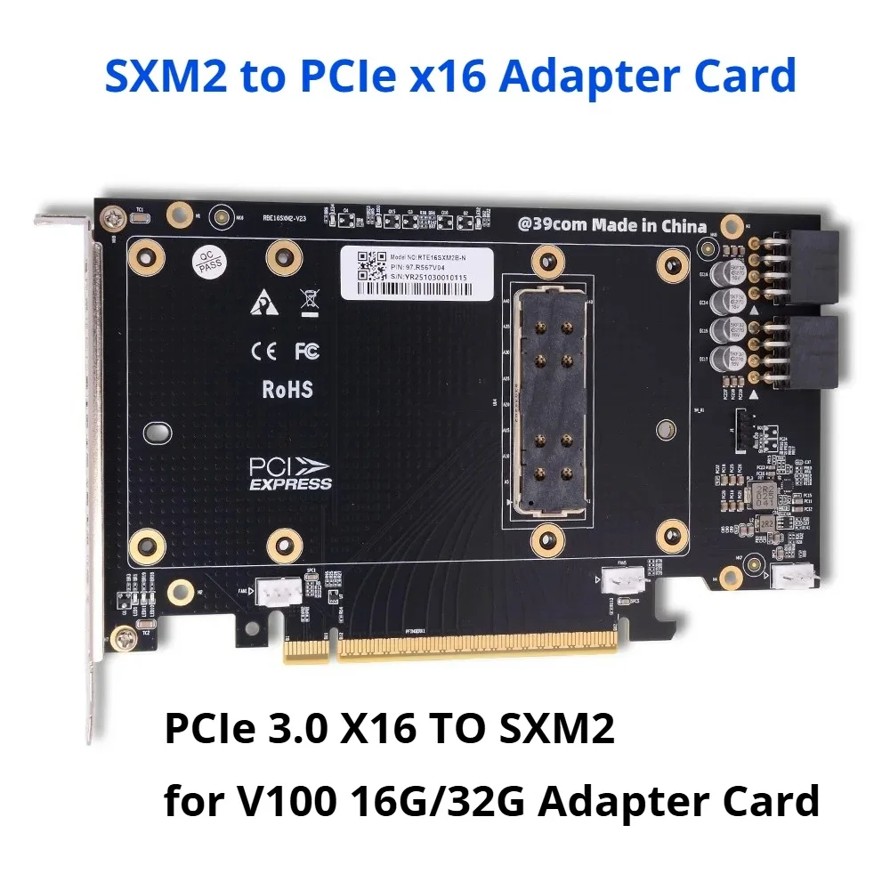 SXM2 To PCIe X16 Adapter / PCIe4.0 X16 To SFF-8654 SlimSAS Breakout Card External GPU Riser Card for Tesla V100 Server Computing