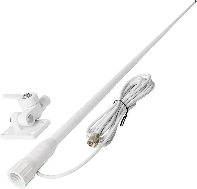 Matsutec VHF Marine Fiberglass Antenna 1.1m/43.7inch Gain Aerial 7 meters Coaxial Feeder with PL-259 Connector, with ABS Mount