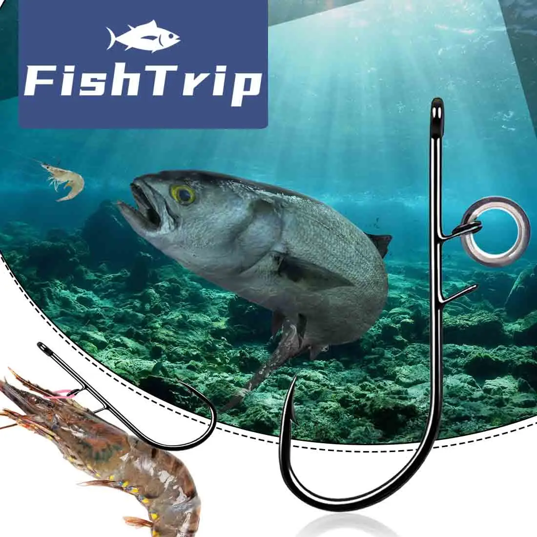 FishTrip anzuelo para camarones vivos – Acero carbono bagre lubina