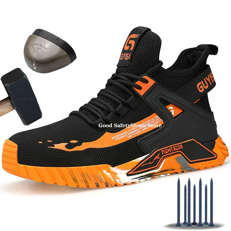 Steel Toe Safety Boots for Men Security Protection Footwear Anti-Smash Puncture-Proof Work Shoes Indestructible Boots Male