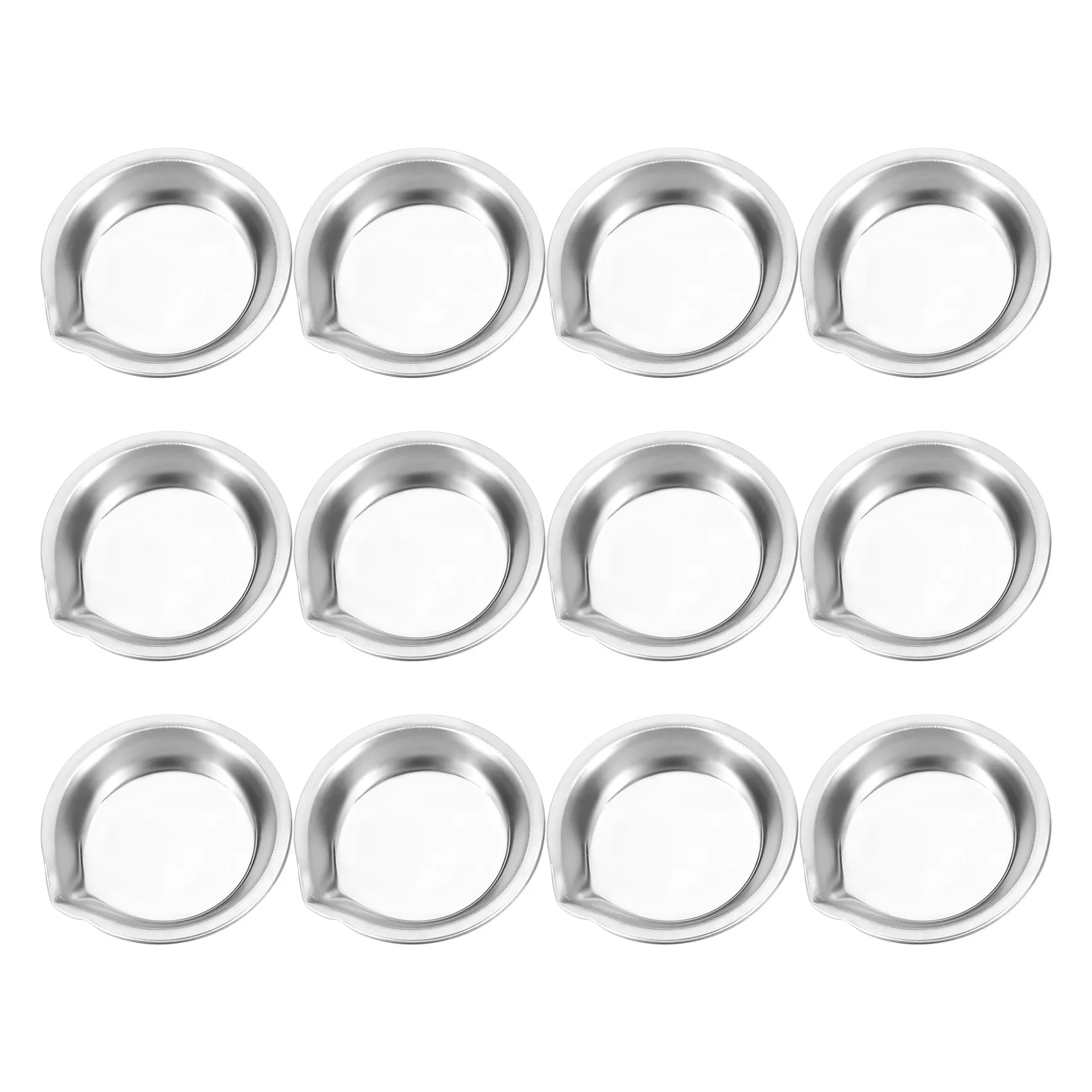

N87R 12Pcs Makeup Palette Stainless Steel Small Round Paint Tray Artist Watercolours Paint Mixing Palette Tray for Artist