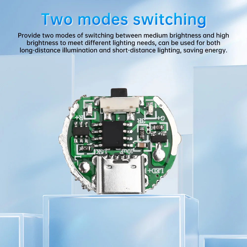 Two Speed Drive Board 3.2-4.2V Flashlight Drive Accessories Circuit Board for 10W LED Switch 1.8-2A Charging Integrated Module