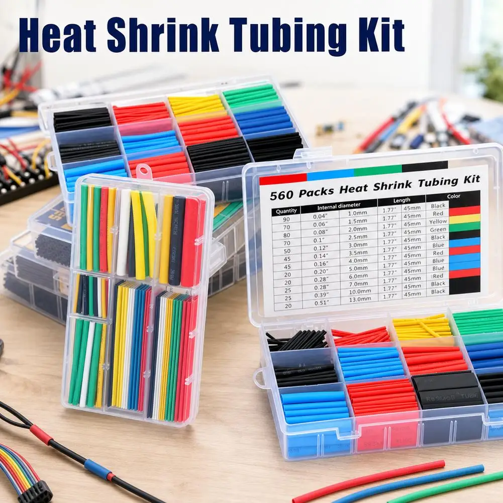 Heat Shrink Tubing Polyolefin Insulation Sleeving Wire Cable Protector Heat Shrink Tube For Electrical Wiring Repair Multi‑Size