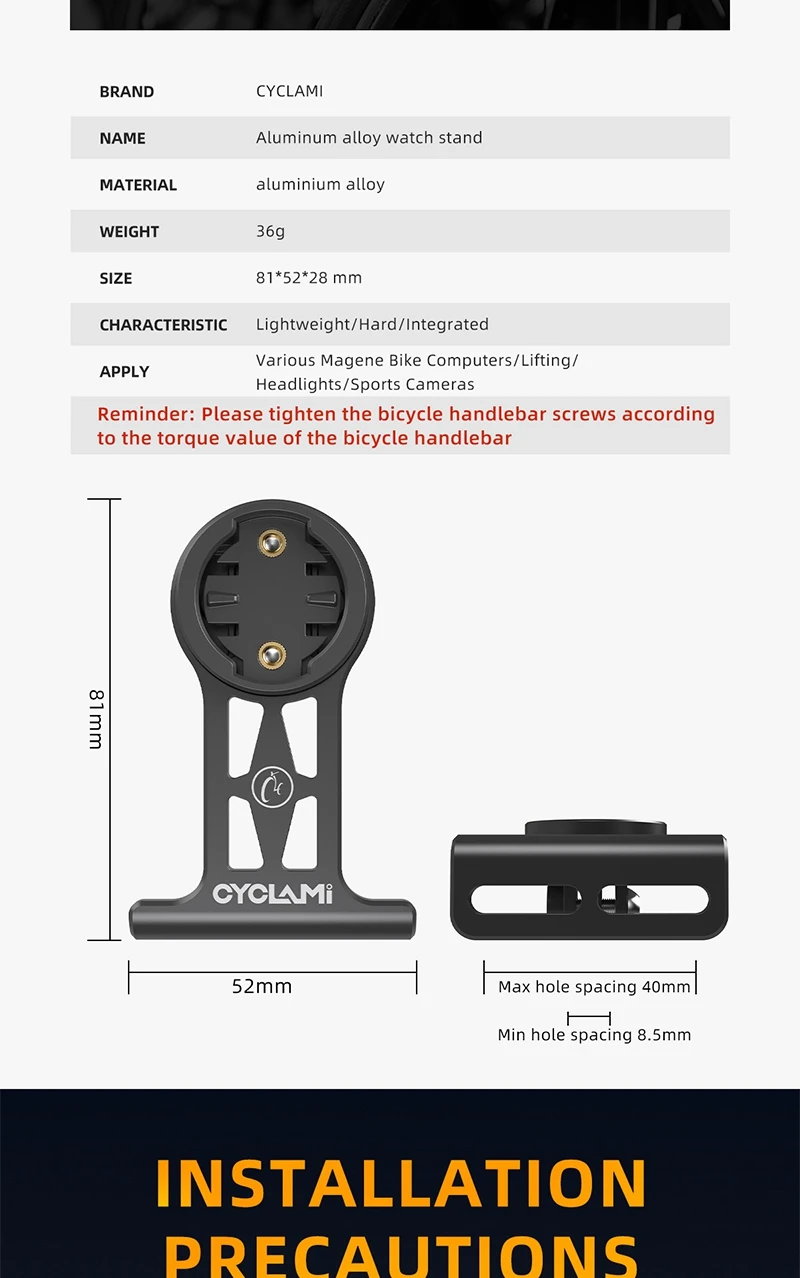CYCLAMI Extended Out-Front Mount Fahrradlenkerhalterung für NiteRider Adapter Sport Action Kamera Garmin XOSS G+ IGSPORT RAVEMEN – Detail 3