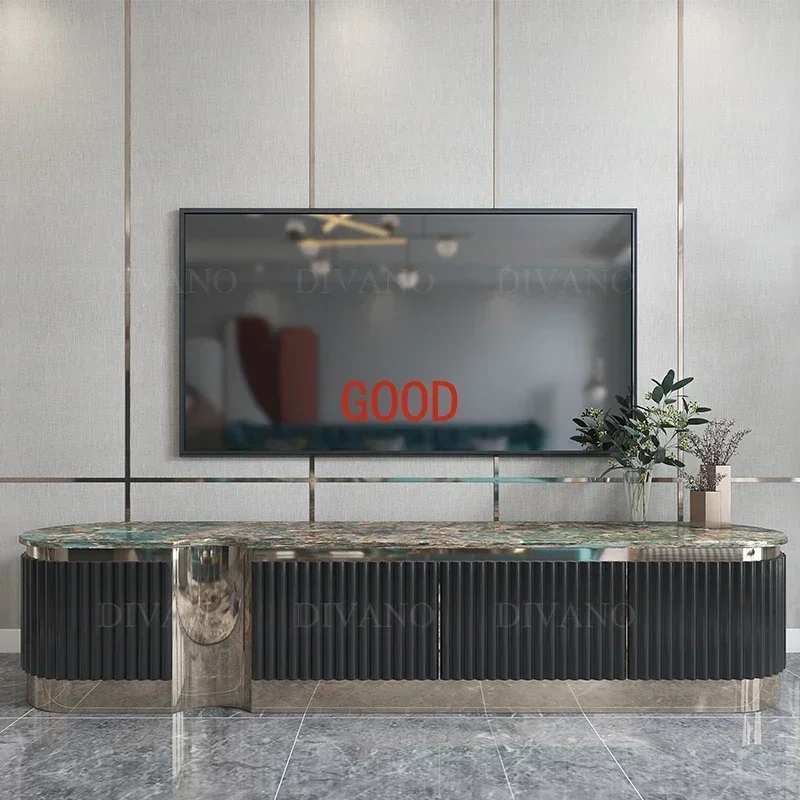 

italian style furniture luxury black gold storage living room modern tv cabinet