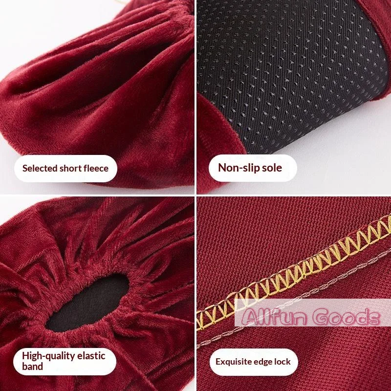 [TG835]1Pair Flannel Shoe Covers Thick Reusable Non-slip Overshoes Indoor Keep Floor Carpet Cleaning Shoes Slippers Protector